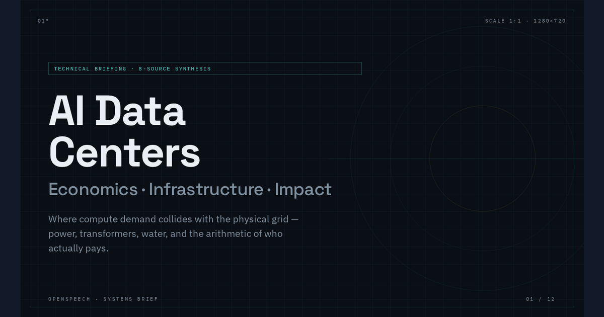 First slide of AI Data Centers: Economics, Infrastructure & the Physics of the Boom